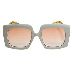 6092 | White/Gold Ladies Sunglasses with Dangling Accents